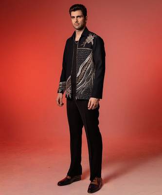 Blue embroidered armani shacket 4