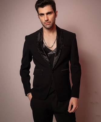 Black embroidered armani blazer 1