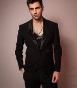 Black embroidered armani blazer