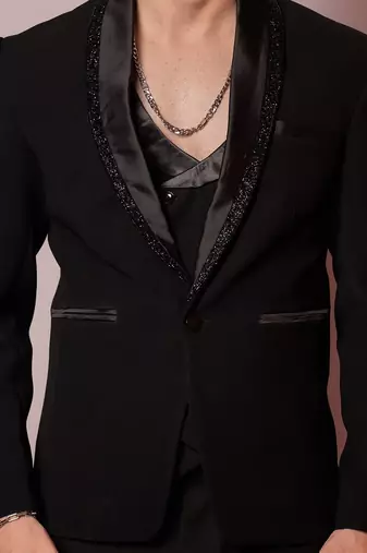 Black embroidered armani blazer