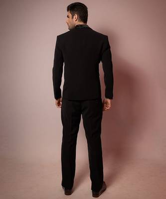 Black embroidered armani blazer 4