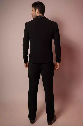 Black embroidered armani blazer