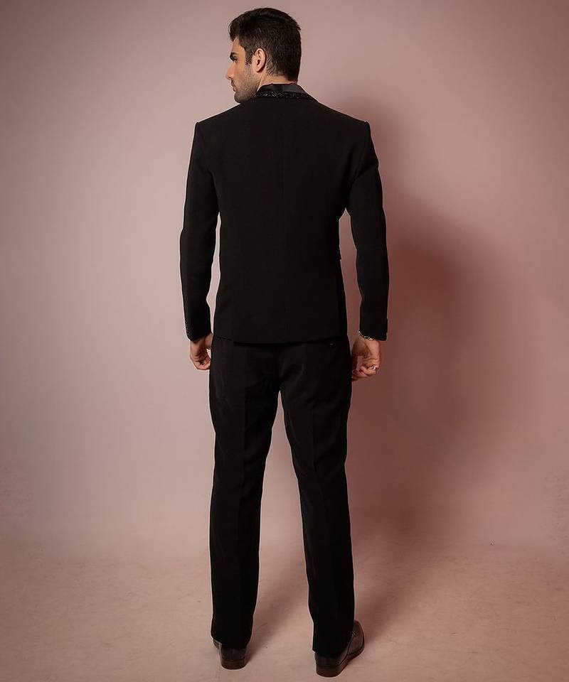 Black embroidered armani blazer