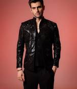 Black embroidered armani blazer set