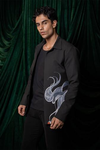 Black handmade lycra strech shacket