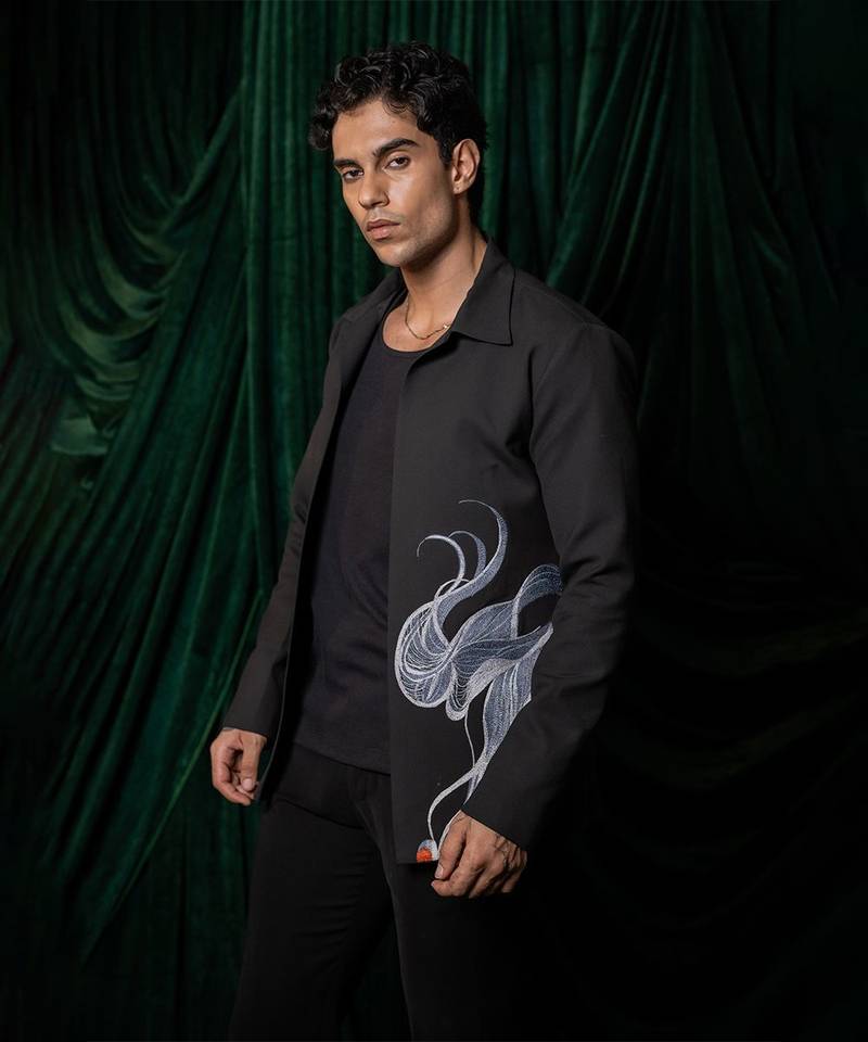 Black handmade lycra strech shacket