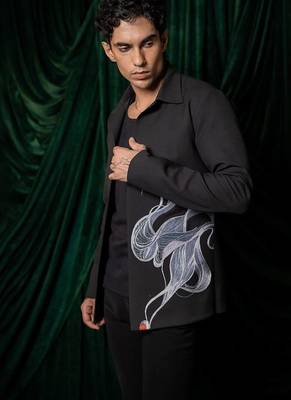 Black handmade lycra strech shacket 2