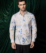 White embroidered lycra strech shirt