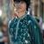 Green embroidered raw silk kurta