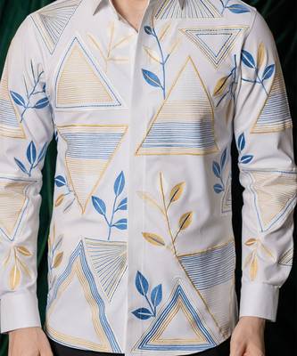 White embroidered lycra strech shirt 2