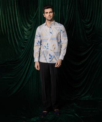 White embroidered lycra strech shirt 3