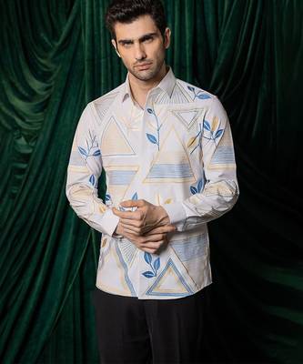 White embroidered lycra strech shirt 5