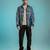 Blue embroidered lycra strech shacket