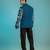 Blue embroidered lycra strech shacket