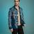 Blue embroidered lycra strech shacket