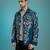 Blue embroidered lycra strech shacket