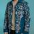 Blue embroidered lycra strech shacket