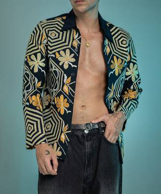 Blue embroidered armani shacket 2