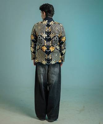 Blue embroidered armani shacket 3