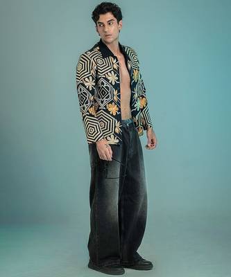 Blue embroidered armani shacket 5