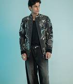 Black embroidered armani shacket