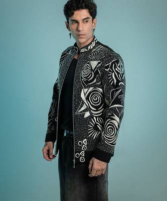 Black embroidered armani shacket 2