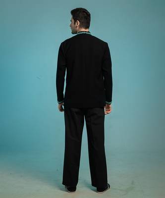 Black teal green embroidered armani men shacket 4
