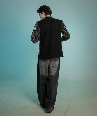 Black embroidered armani shacket 3