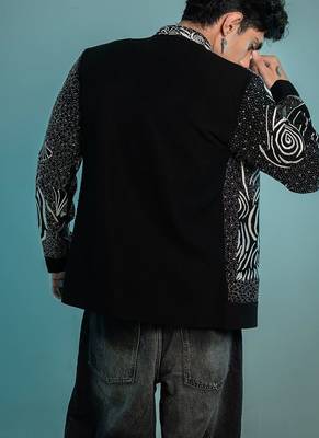 Black embroidered armani shacket 4