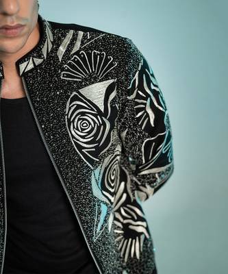 Black embroidered armani shacket 5