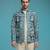 Blue embroidered shacket