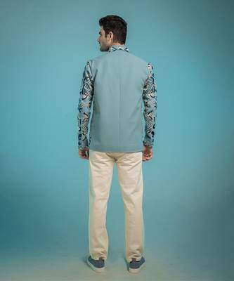 Blue embroidered shacket 3