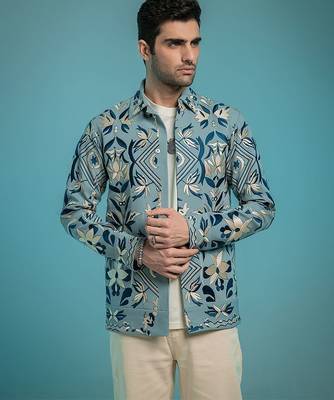 Blue embroidered shacket 5