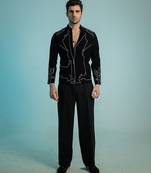 Black embroidered armani shacket