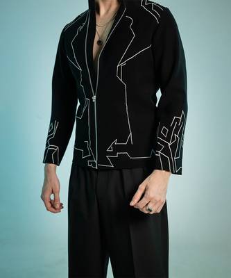 Black embroidered armani shacket 5