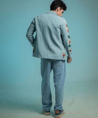 Blue embroidered armani shacket 2