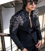 Black embroidered armani blazer
