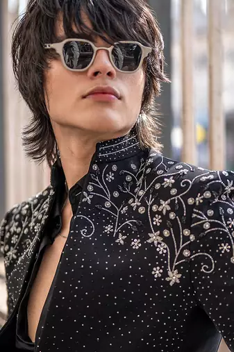 Black embroidered armani blazer