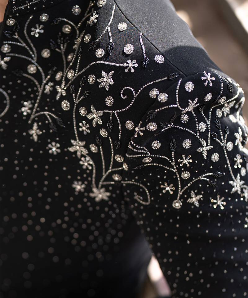 Black embroidered armani blazer