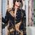 Black embroidered british linen indo western jacket