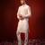 White embroidered raw silk kurta