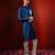 Navy blue embroidered raw silk kurta