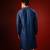 Navy blue embroidered raw silk kurta