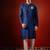Navy blue embroidered raw silk kurta