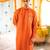 Red embroidered raw silk kurta