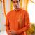 Red embroidered raw silk kurta