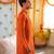 Red embroidered raw silk kurta