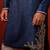 Navy blue embroidered raw silk kurta