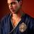 Navy blue embroidered raw silk kurta