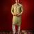 Green embroidered raw silk kurta